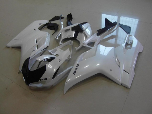 Bianco Perla Nero Banda Carene Moto Ducati 848 1098 1198 07-14 Bianco Perla Nero Banda Carene Moto Ducati 848 1098 1198 07-14