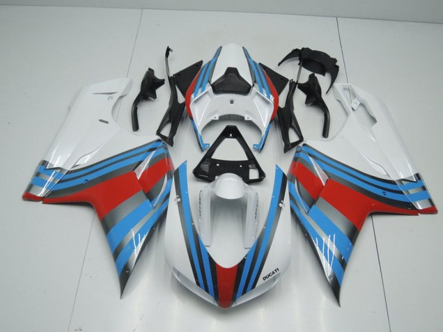 Blu Bianco Rosso Carene Moto Ducati 848 1098 1198 07-14 Blu Bianco Rosso Carene Moto Ducati 848 1098 1198 07-14