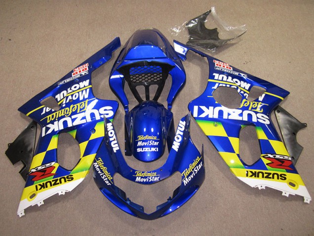 Blu Giallo Telefumica Movistar Carene Moto GSXR 1000 K1 00-02 Blu Giallo Telefumica Movistar Carene Moto GSXR 1000 K1 00-02