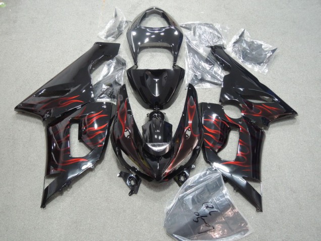Nero Rosso Fiamma Kits Carenatura Moto ZX6R 05-06
