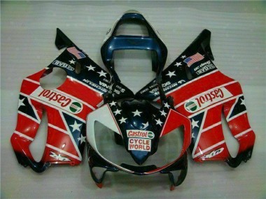 Rosso Bianco Blu Castrol Cycle World Carene Moto CBR 600 F4i 01-03